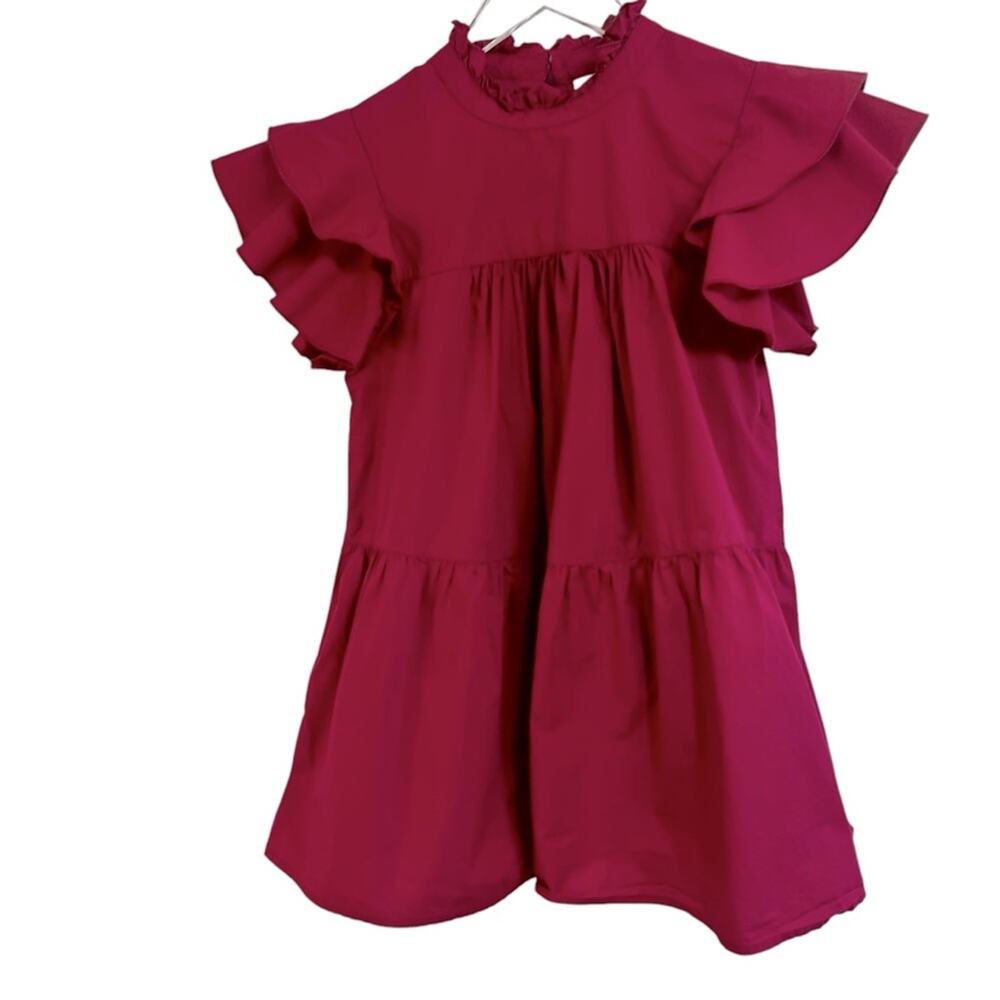Anthropologie Maeve Ophelia Babydoll Tunic Top Size XSmall Magenta 100% Cotton